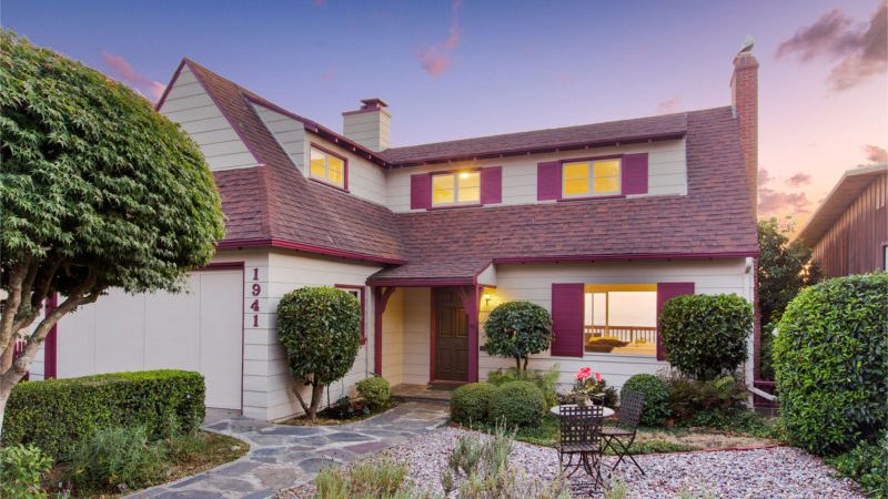 1941 Asilomar Traditional Home exterior twilight in Oakland